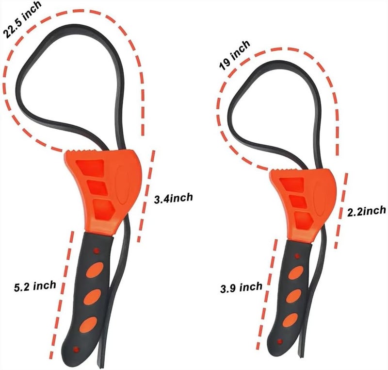 SavvyFIX 2-Pack Adjustable Rubber Strap Wrench Set – 25.20" & 20.48" Heavy-Duty Strap Wrench for Oil Filter, Jar Opener, Water Filter, Plumbing, Sink, Faucet – Non-Slip Multipurpose Wrench Tool (Red) - Image 5